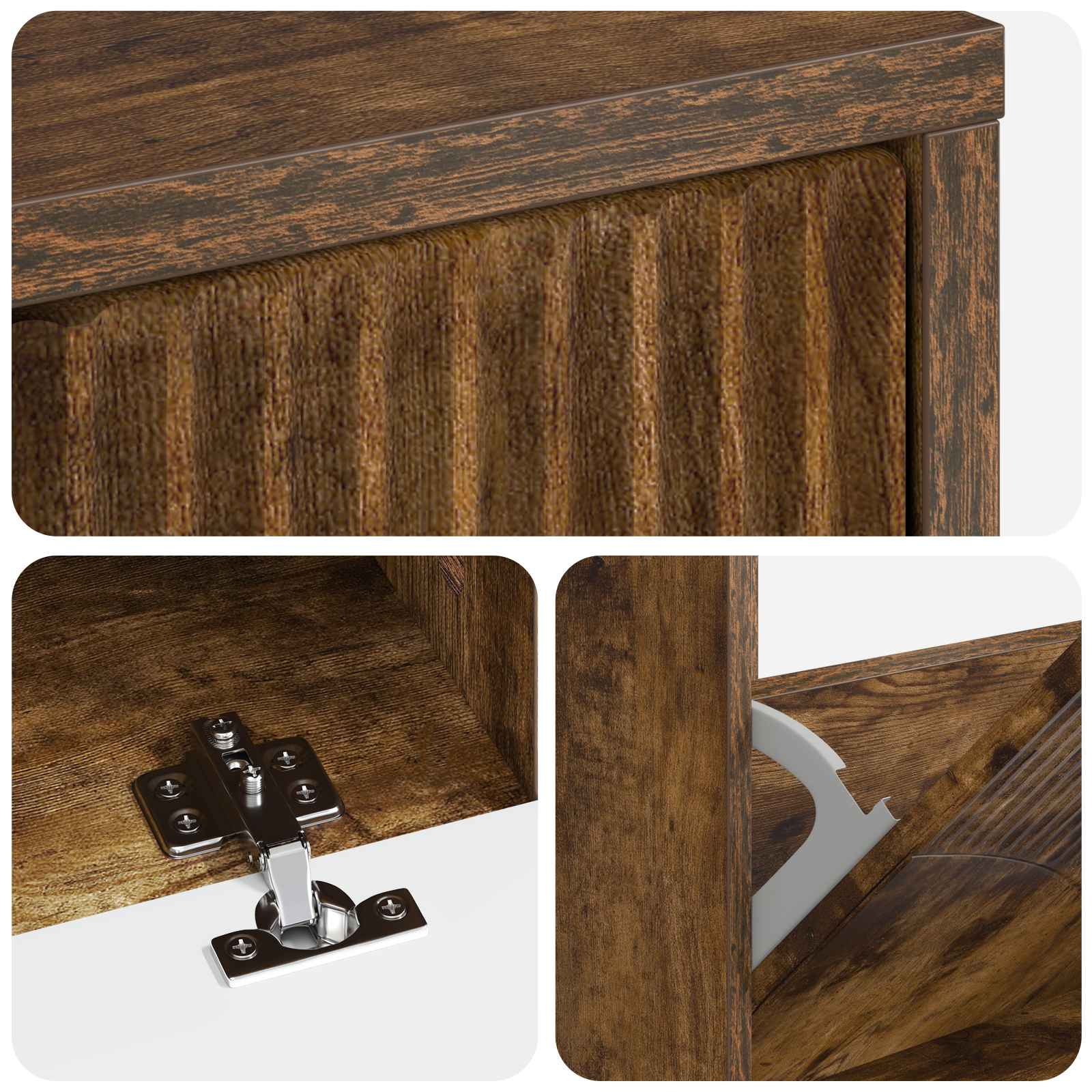 Schoenenkast HOORN 78 x 24 x 100 cm Bewerkt hout Gerookt eiken