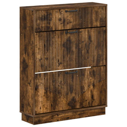 Schoenenkast HOORN 78 x 24 x 100 cm Bewerkt hout Gerookt eiken