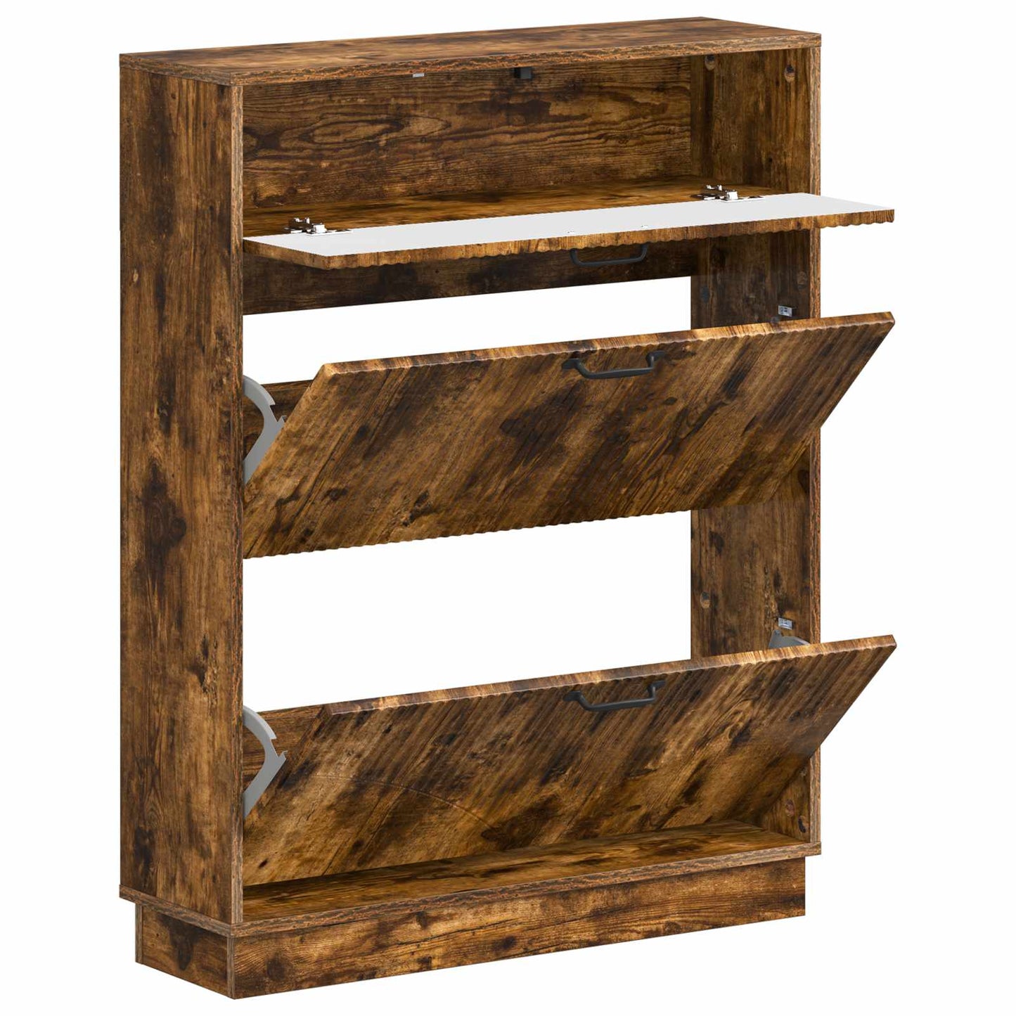 Schoenenkast HOORN 78 x 24 x 100 cm Bewerkt hout Gerookt eiken