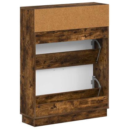 Schoenenkast HOORN 78 x 24 x 100 cm Bewerkt hout Gerookt eiken
