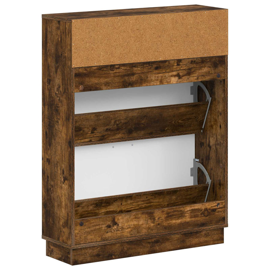 Schoenenkast HOORN 78 x 24 x 100 cm Bewerkt hout Gerookt eiken