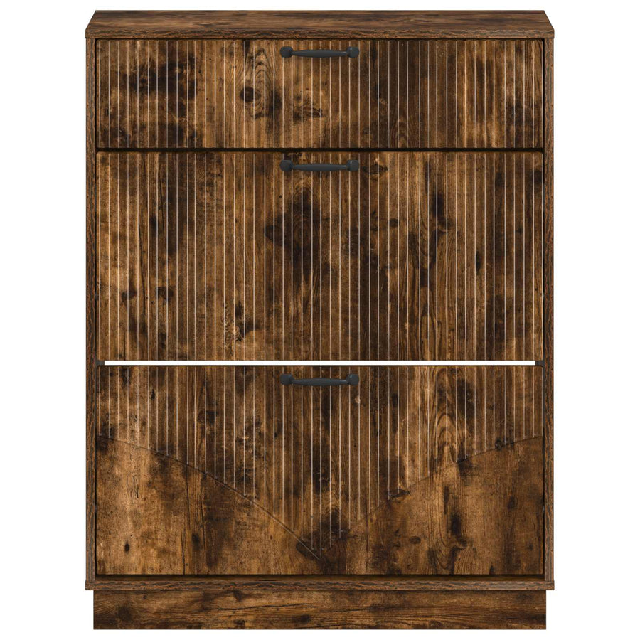Schoenenkast HOORN 78 x 24 x 100 cm Bewerkt hout Gerookt eiken