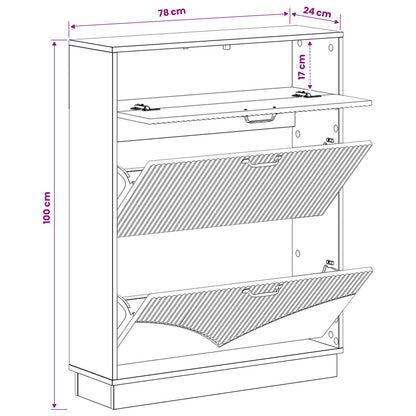 Schoenenkast HOORN 78 x 24 x 100 cm Bewerkt hout Gerookt eiken