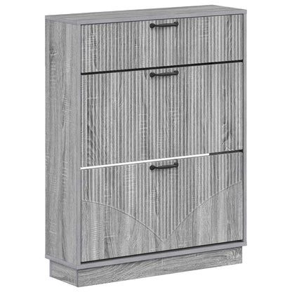 Schoenenkast HOORN 78 x 24 x 100 cm Bewerkt hout Grijs Sonoma