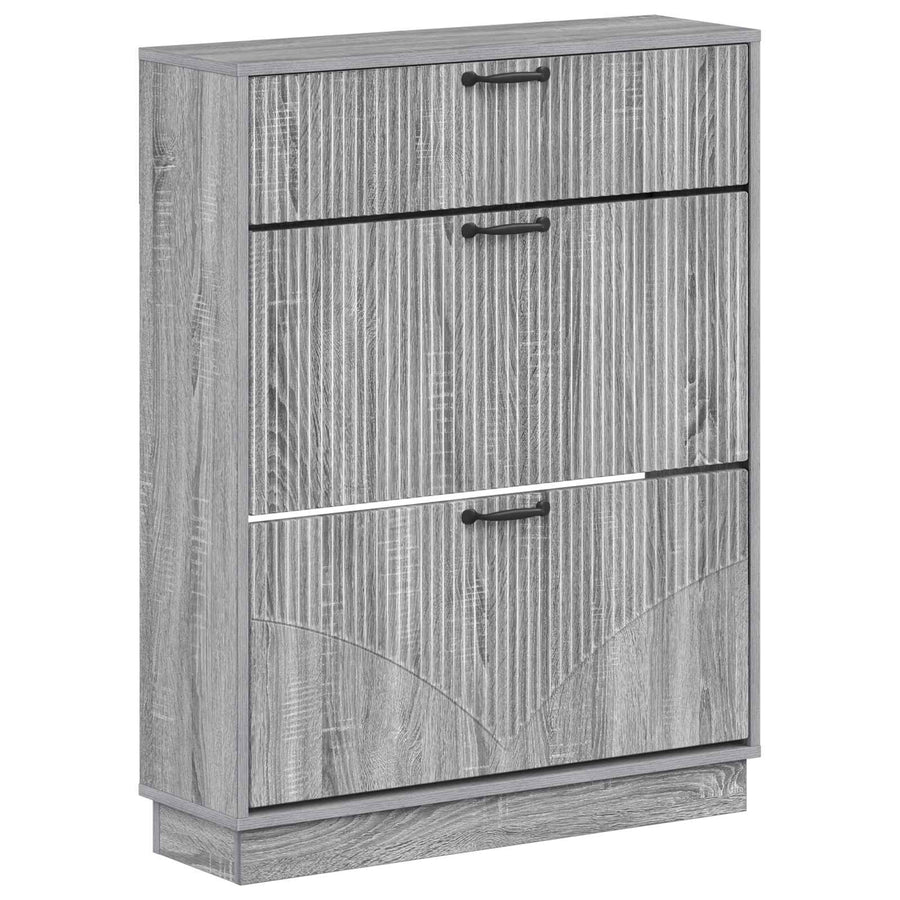 Schoenenkast HOORN 78 x 24 x 100 cm Bewerkt hout Grijs Sonoma
