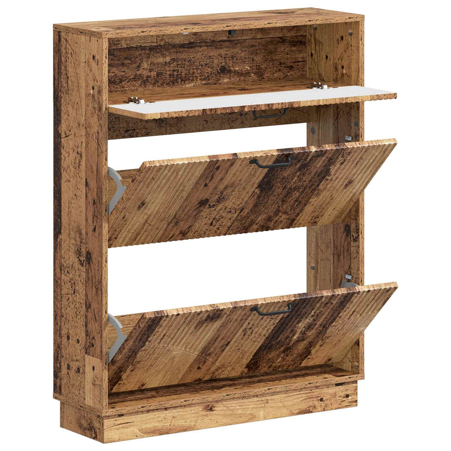 Schoenenkast HOORN 78 x 24 x 100 cm Bewerkt hout Oud hout