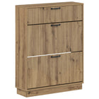 Schoenenkast 78x24x100 cm bewerkt hout artisanaal eiken