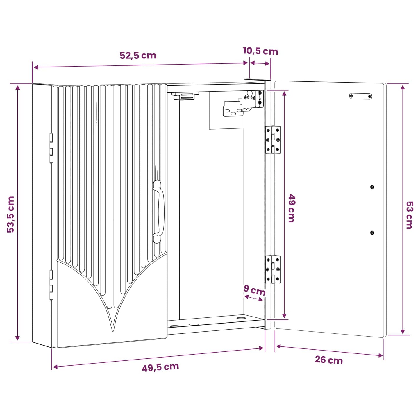 Dartbord Kabinet HOORN Wit 52,5 x 10,5 x 53,5 cm Bewerkt hout