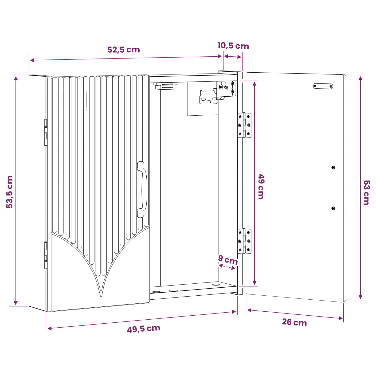 Dartbord Kabinet HOORN Oud hout 52,5 x 10,5 x 53,5 cm