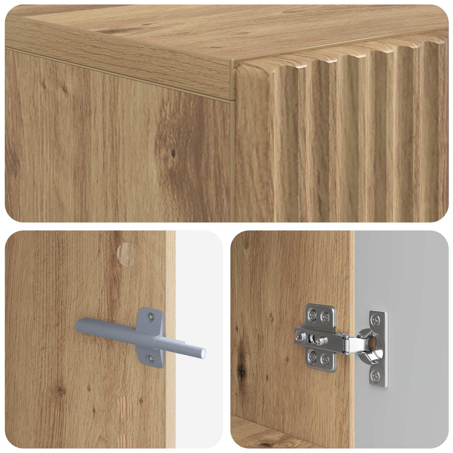 Tv-meubel Artisanaal eiken Bewerkt hout