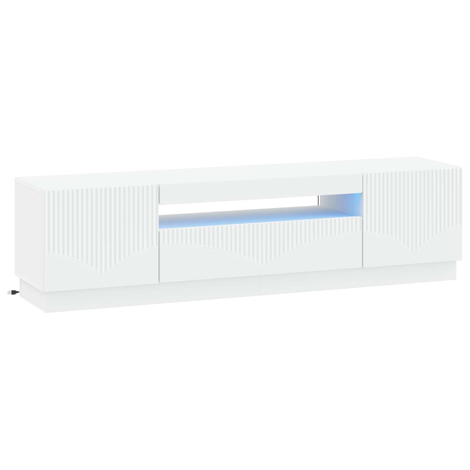 LED tv-meubel Wit Bewerkt hout