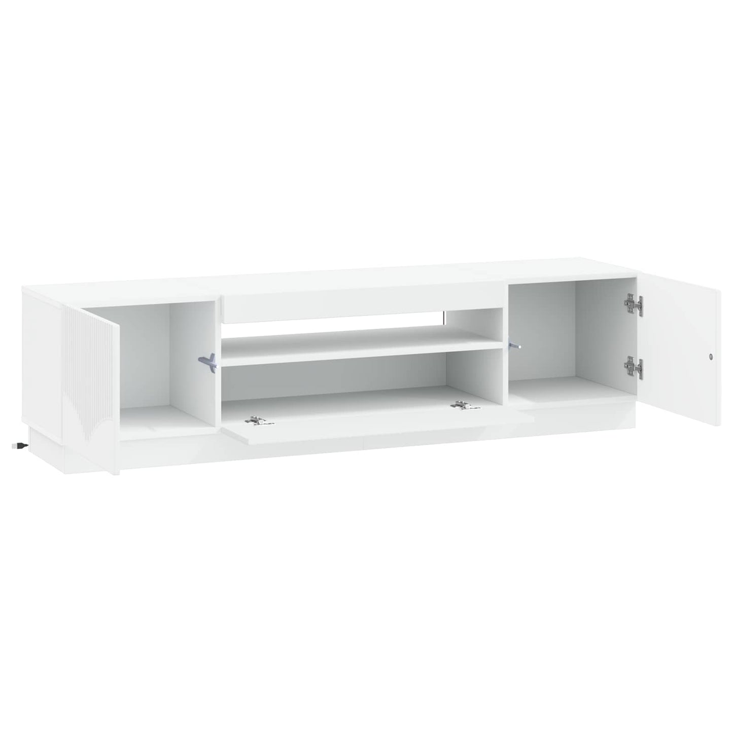LED tv-meubel Wit Bewerkt hout