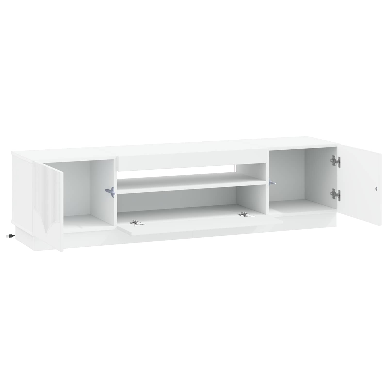 LED tv-meubel Wit Bewerkt hout