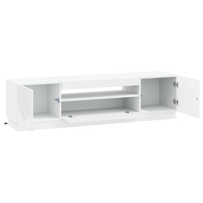 LED tv-meubel Wit Bewerkt hout