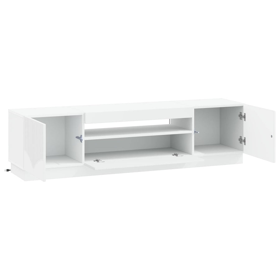 LED tv-meubel Wit Bewerkt hout