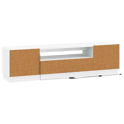 LED tv-meubel Wit Bewerkt hout