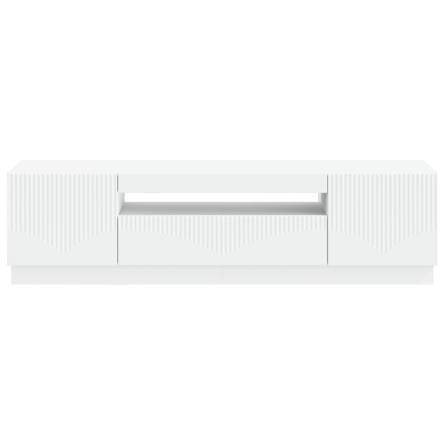 LED tv-meubel Wit Bewerkt hout
