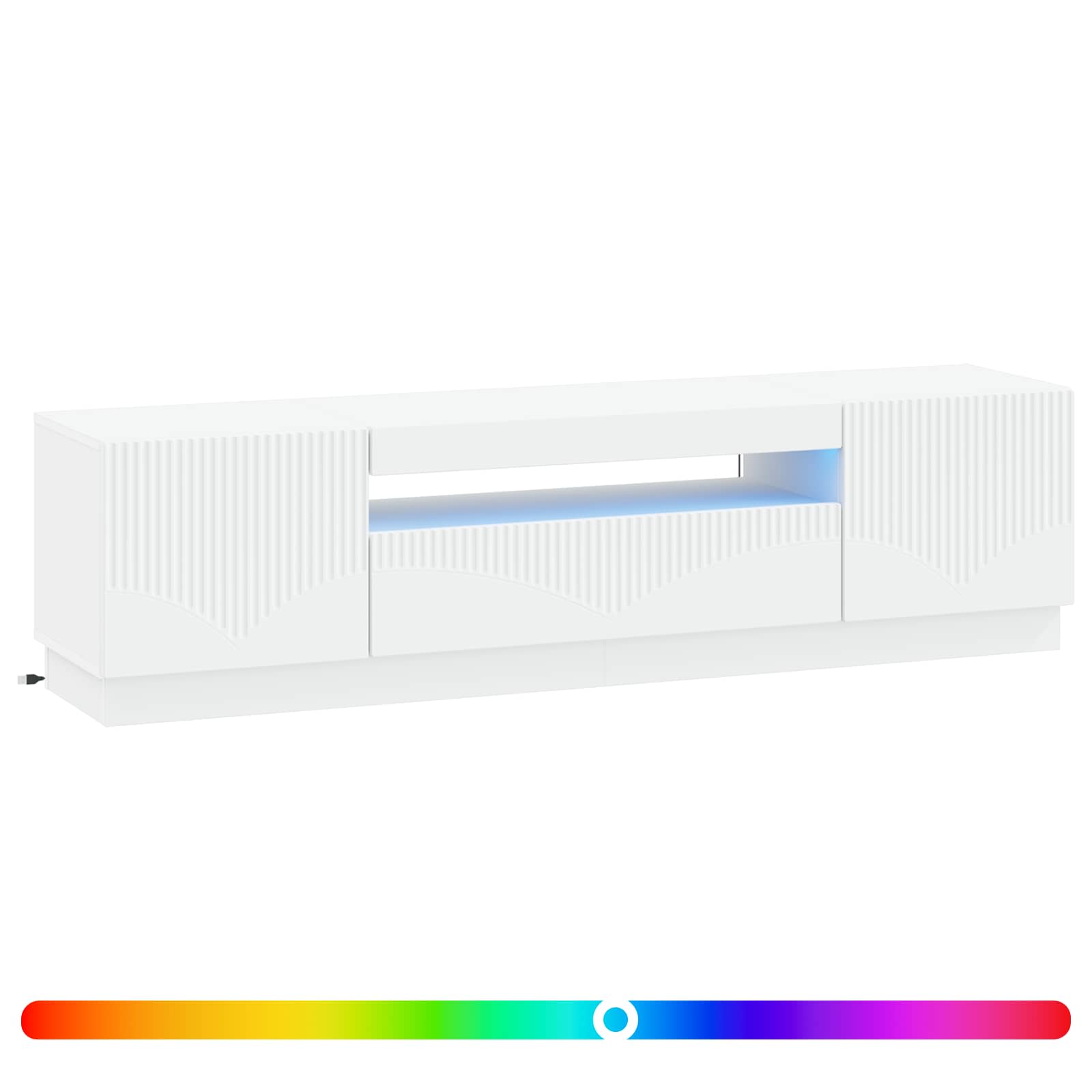 LED tv-meubel Wit Bewerkt hout