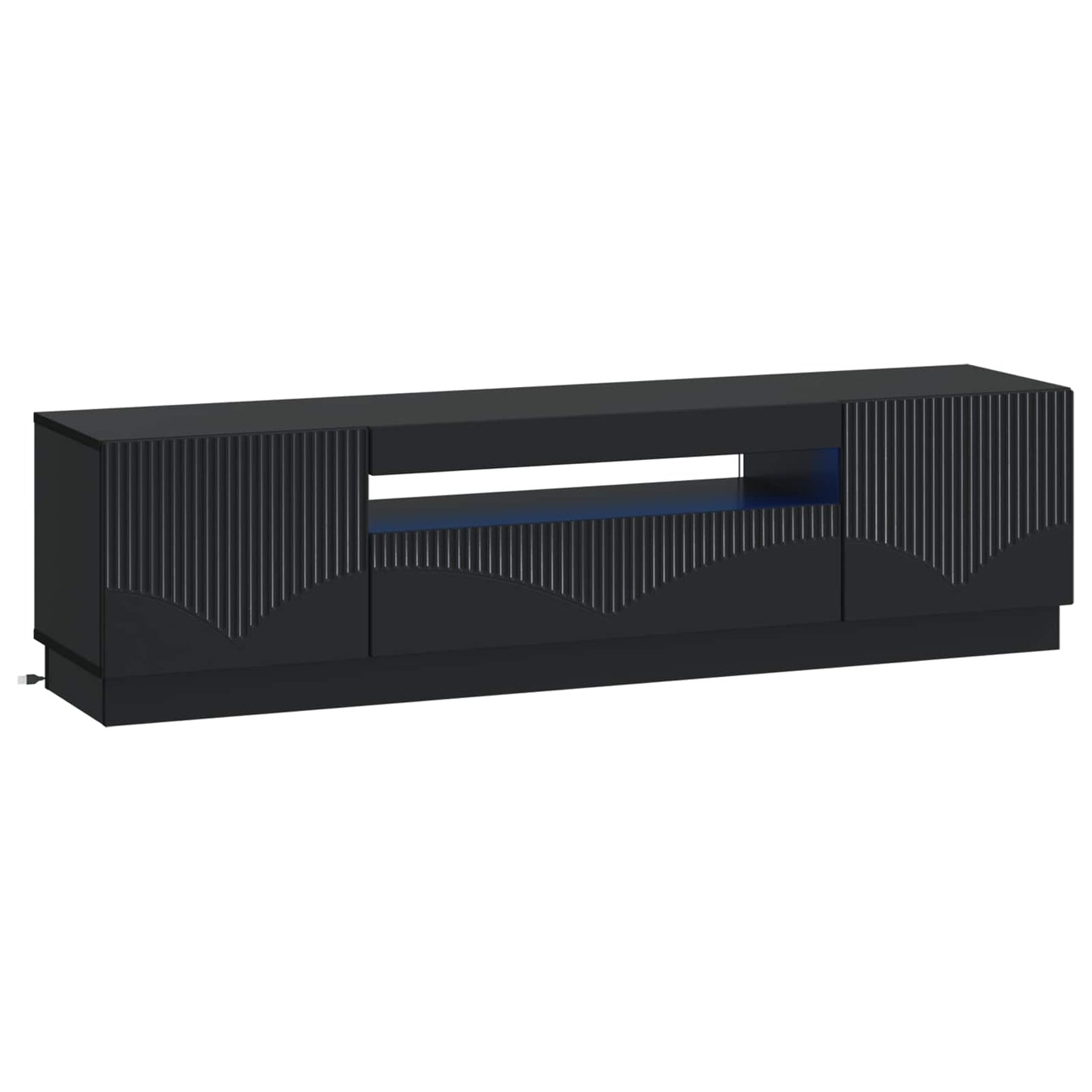 LED tv-meubel Zwart Bewerkt hout