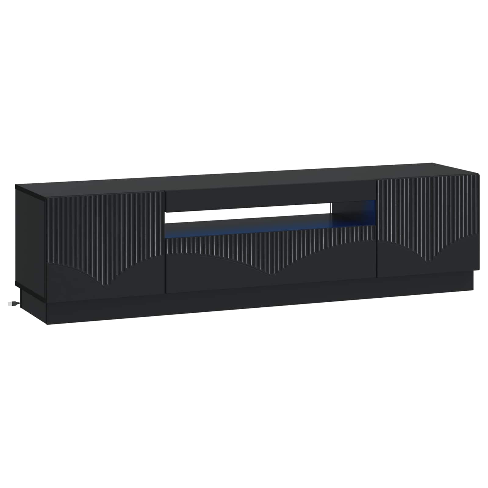 LED tv-meubel Zwart Bewerkt hout