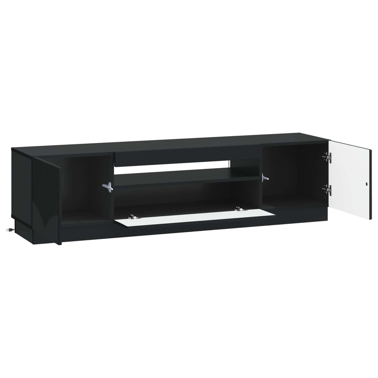 LED tv-meubel Zwart Bewerkt hout