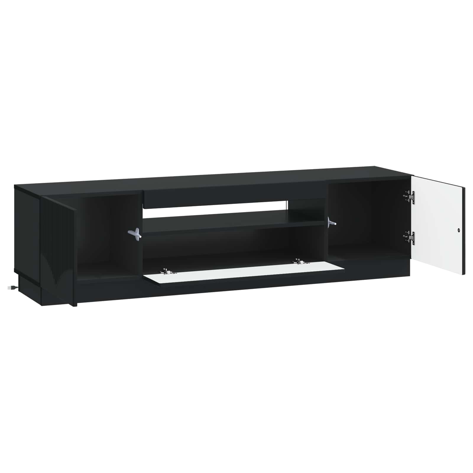 LED tv-meubel Zwart Bewerkt hout