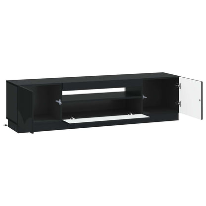 LED tv-meubel Zwart Bewerkt hout