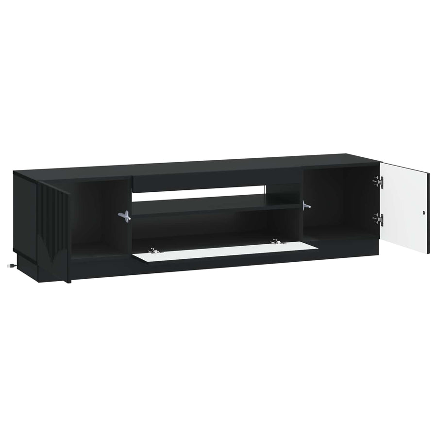 LED tv-meubel Zwart Bewerkt hout