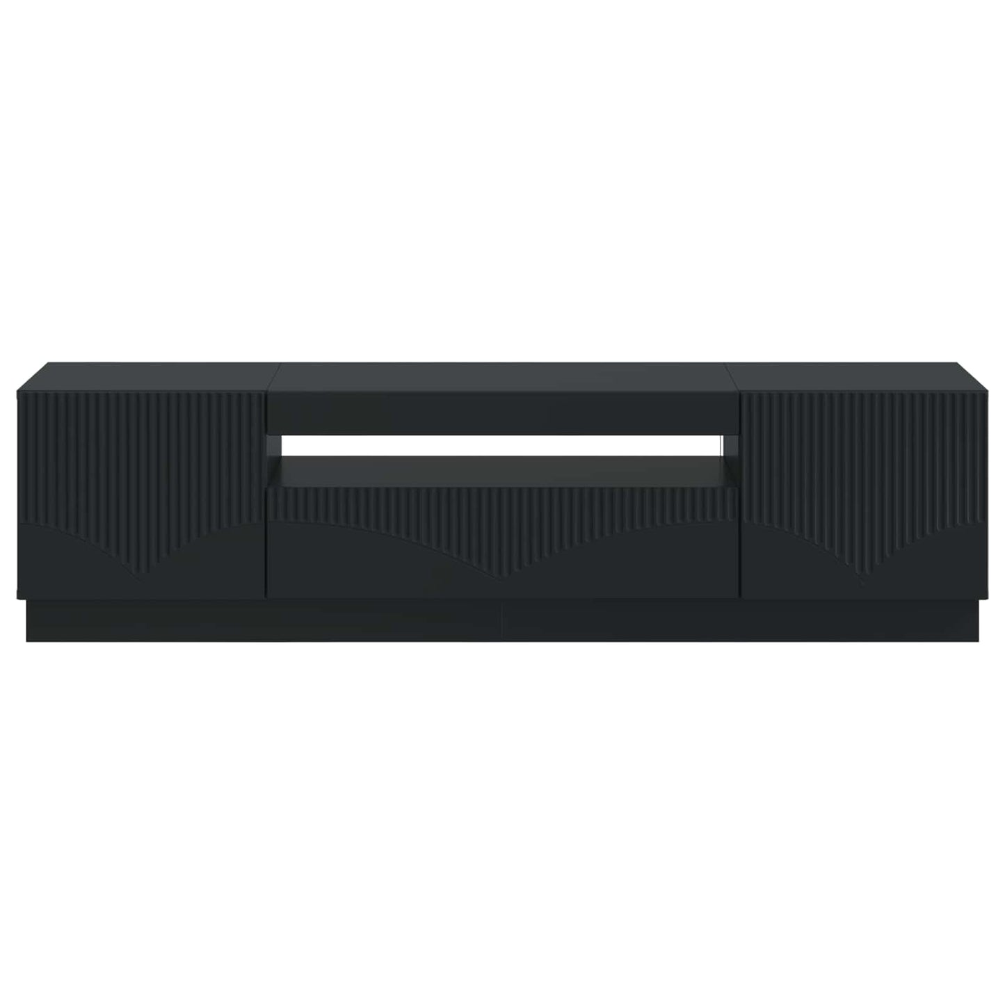 LED tv-meubel Zwart Bewerkt hout