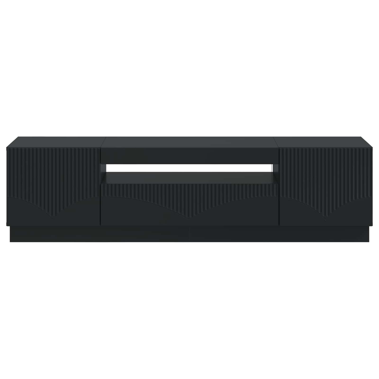 LED tv-meubel Zwart Bewerkt hout