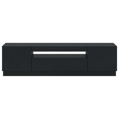 LED tv-meubel Zwart Bewerkt hout