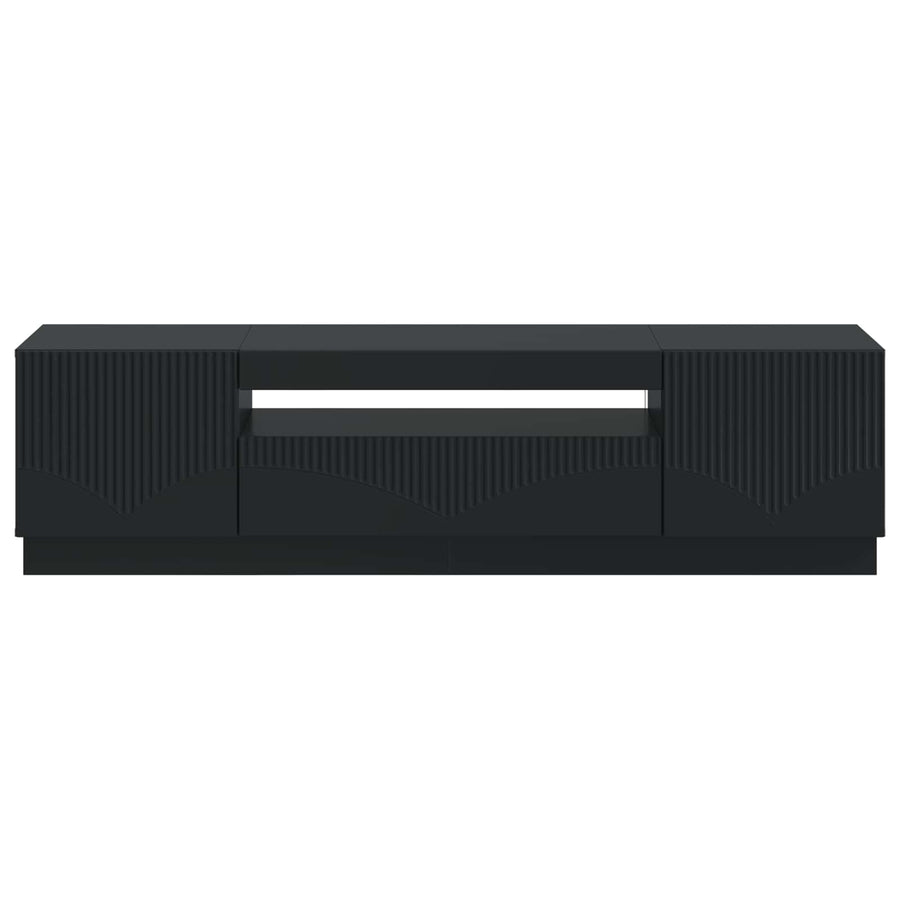 LED tv-meubel Zwart Bewerkt hout