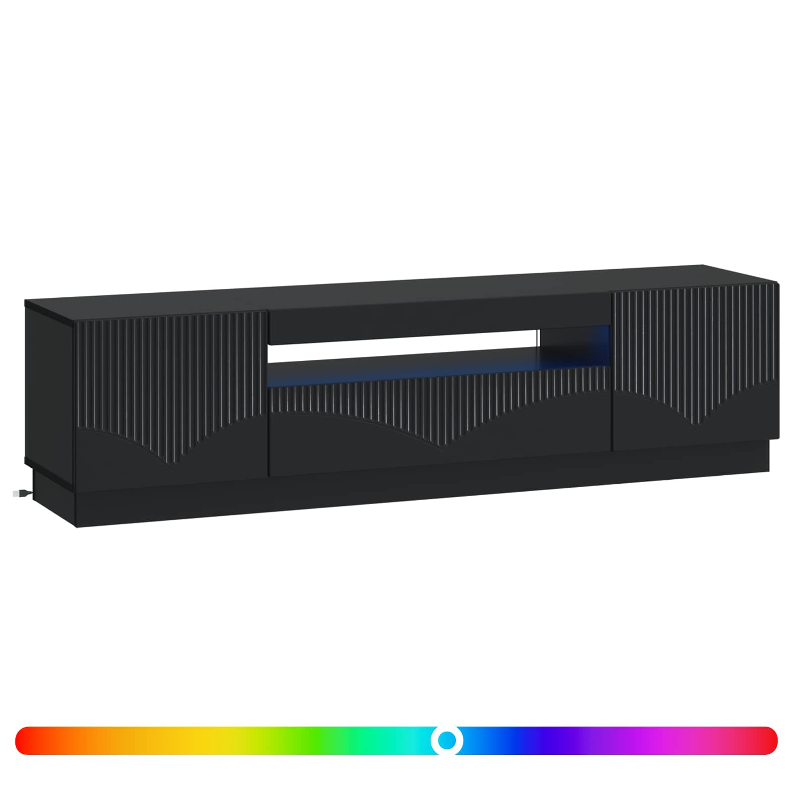 LED tv-meubel Zwart Bewerkt hout