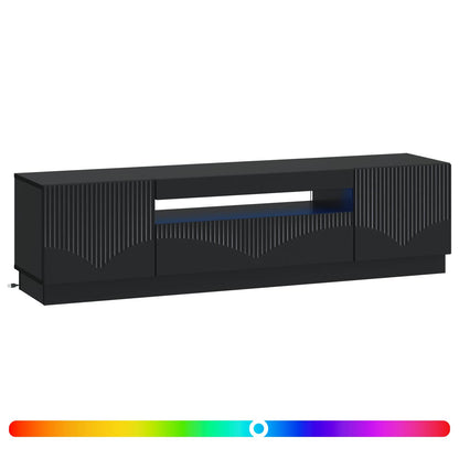 LED tv-meubel Zwart Bewerkt hout