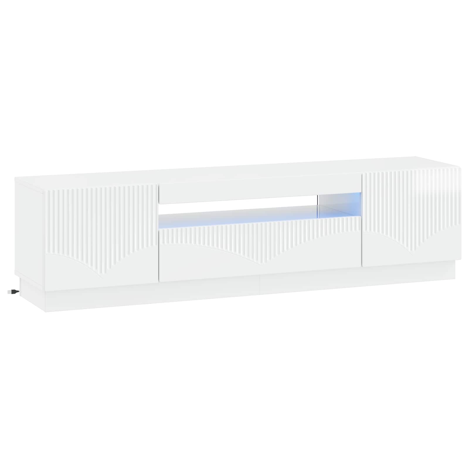 LED tv-meubel Hoogglans Wit Bewerkt hout