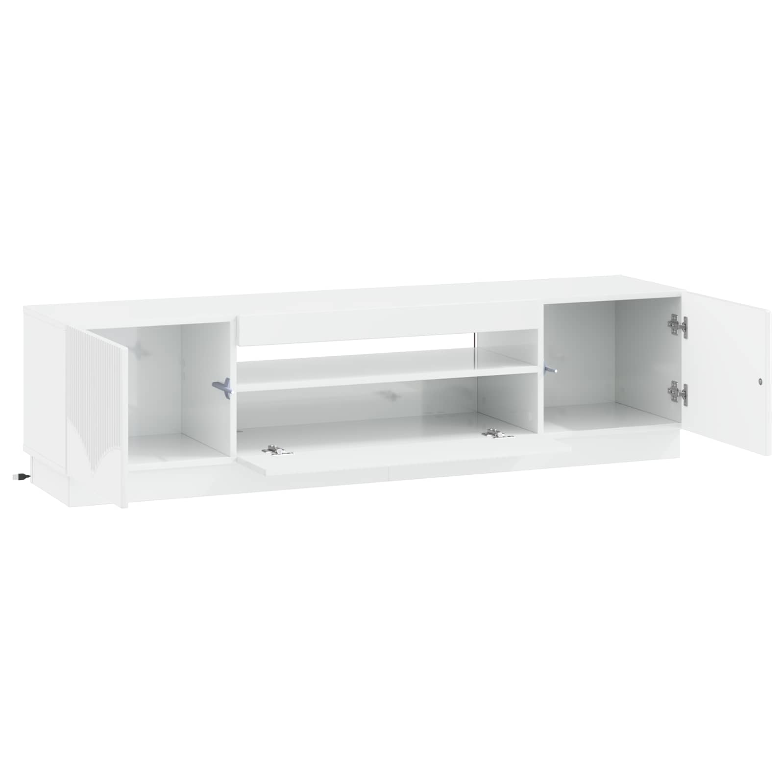 LED tv-meubel Hoogglans Wit Bewerkt hout