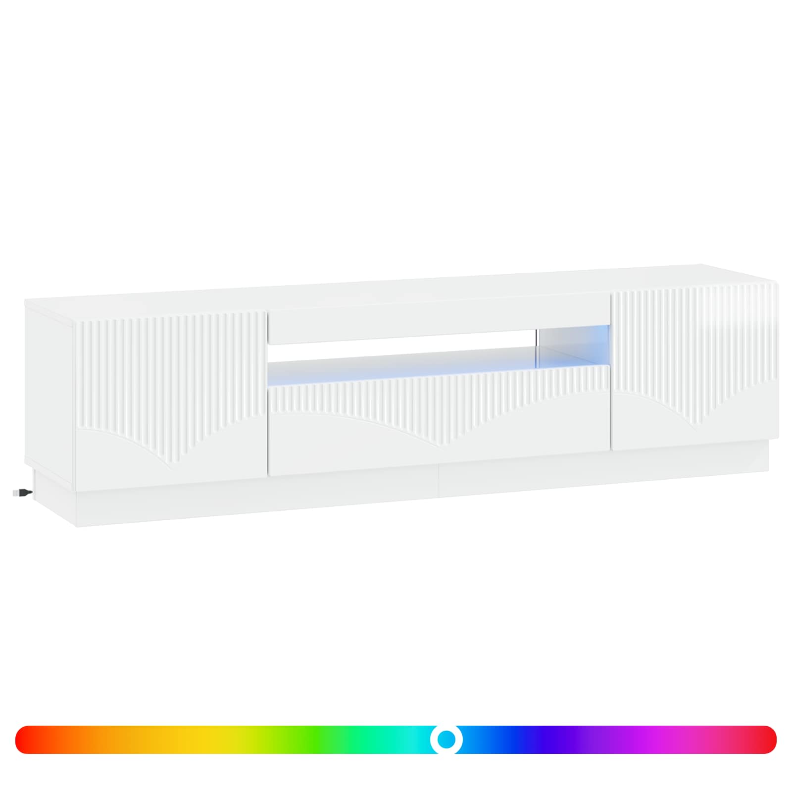 LED tv-meubel Hoogglans Wit Bewerkt hout