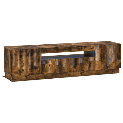 LED tv-meubel Gerookt eiken Bewerkt hout