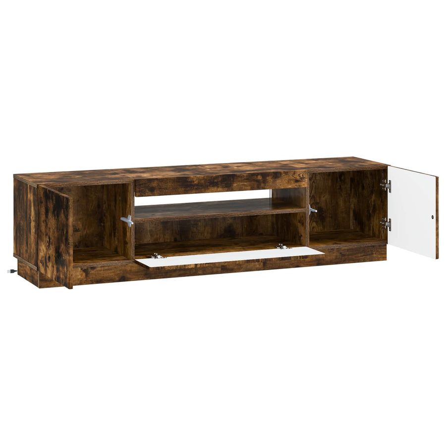 LED tv-meubel Gerookt eiken Bewerkt hout