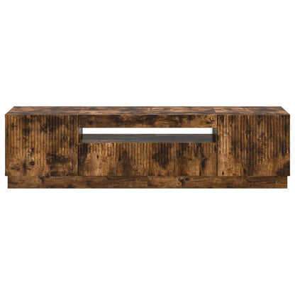 LED tv-meubel Gerookt eiken Bewerkt hout