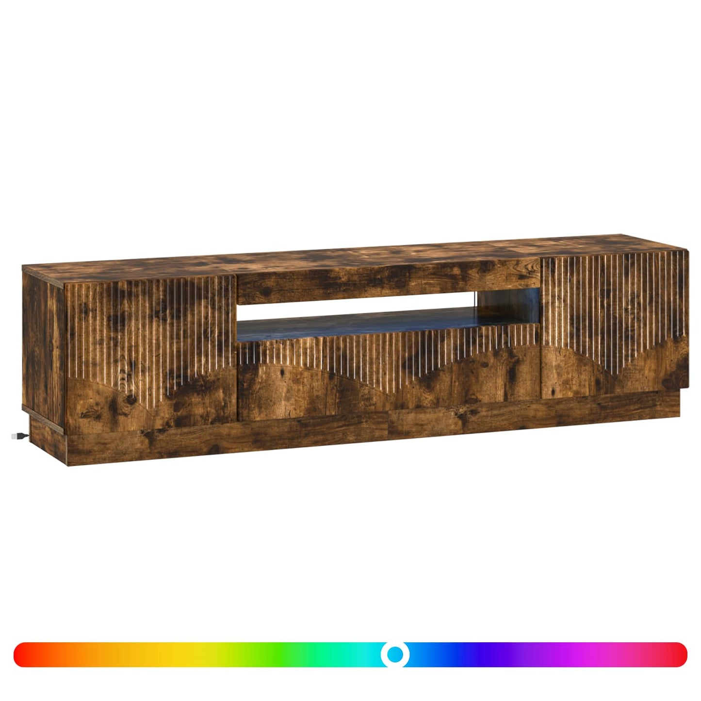 LED tv-meubel Gerookt eiken Bewerkt hout