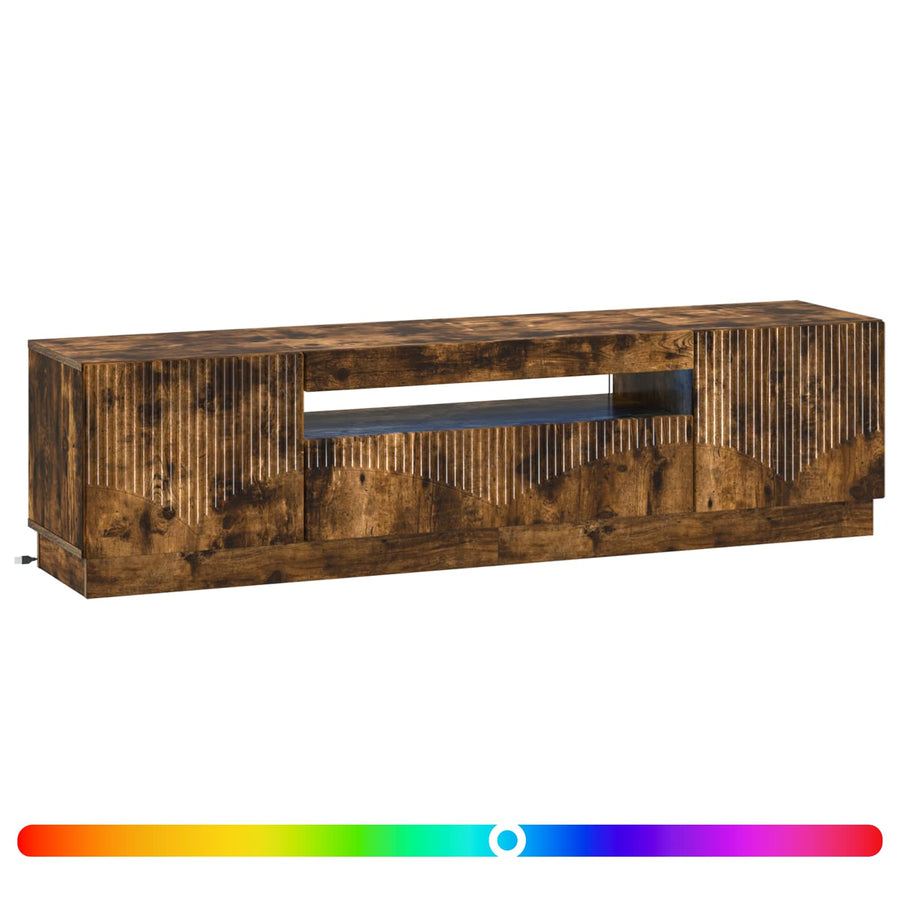 LED tv-meubel Gerookt eiken Bewerkt hout