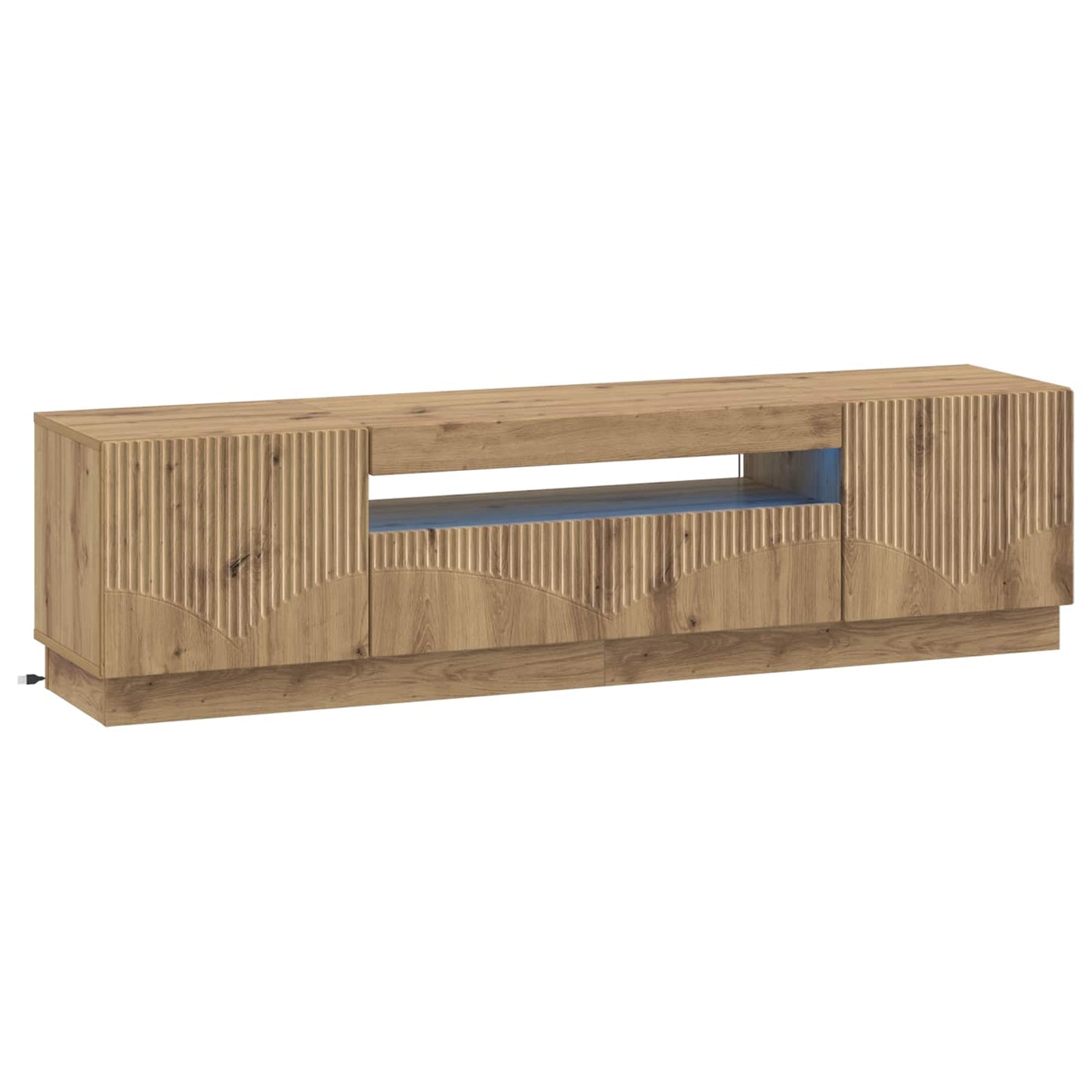 LED tv-meubel Artisanaal eiken Bewerkt hout