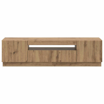 LED tv-meubel Artisanaal eiken Bewerkt hout