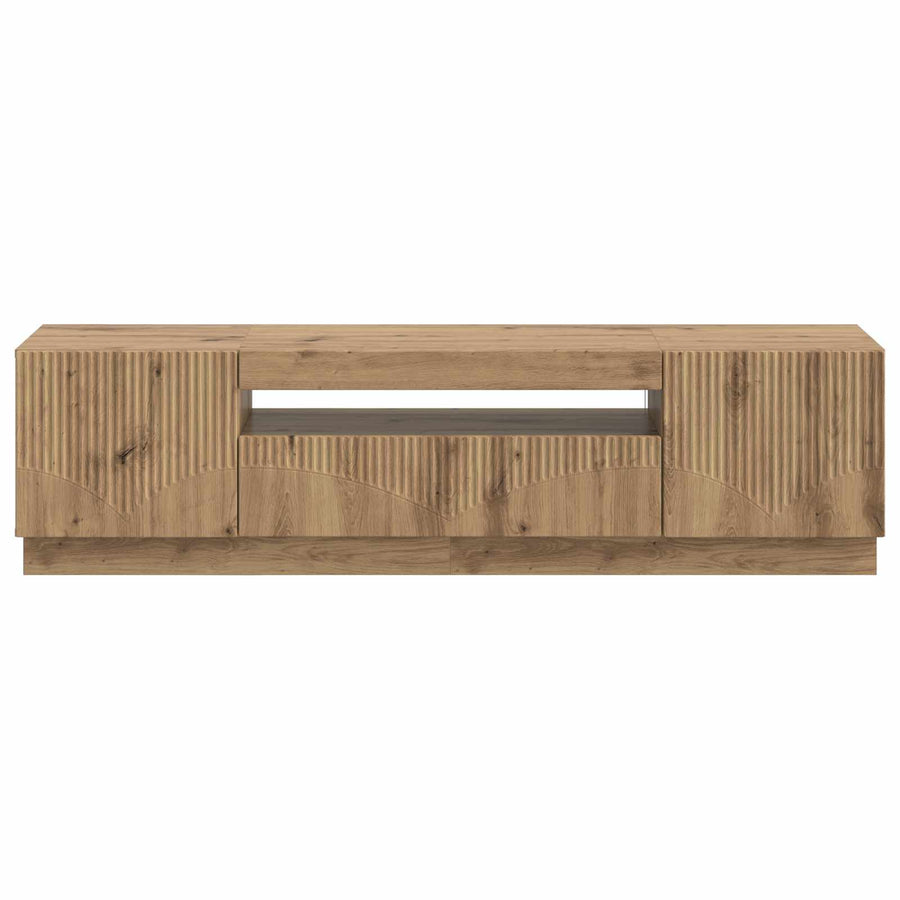 LED tv-meubel Artisanaal eiken Bewerkt hout