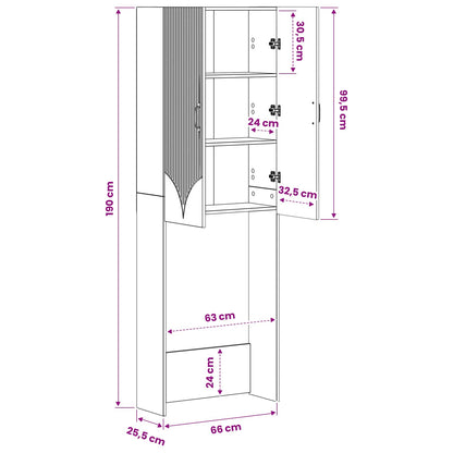 Toiletkast HOORN Gerookt eiken 66 x 25,5 x 190 cm Bewerkt hout