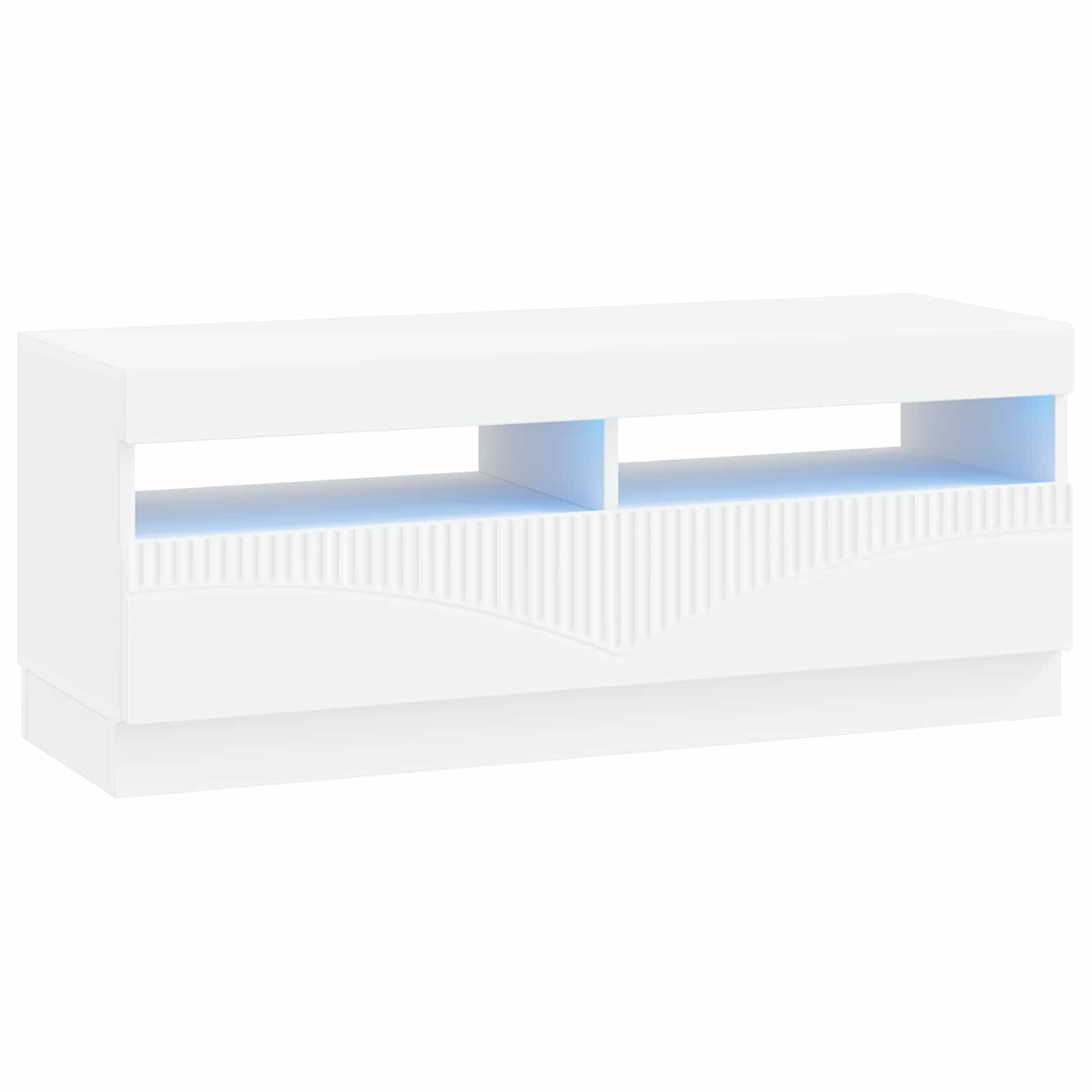 LED tv-meubel Wit Bewerkt hout