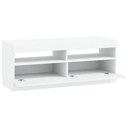 LED tv-meubel Wit Bewerkt hout