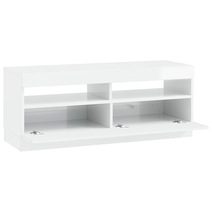 LED tv-meubel Hoogglans Wit Bewerkt hout