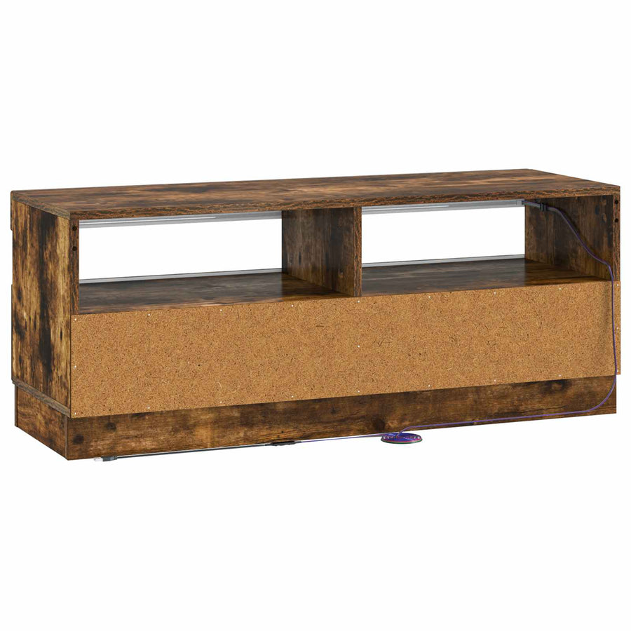 LED tv-meubel Gerookt eiken Bewerkt hout